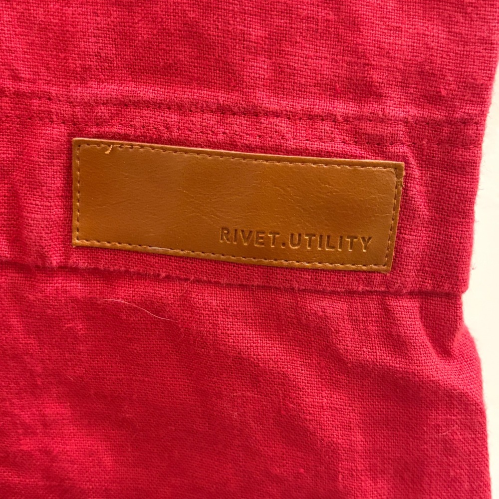 Rivet Utility Dreamer Scarlet Red 100% Linen Short Sleeve Romper Jumpsuit L USA - Picture 8 of 8